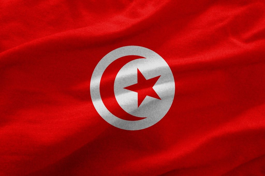tunesische flagge wehend im wind