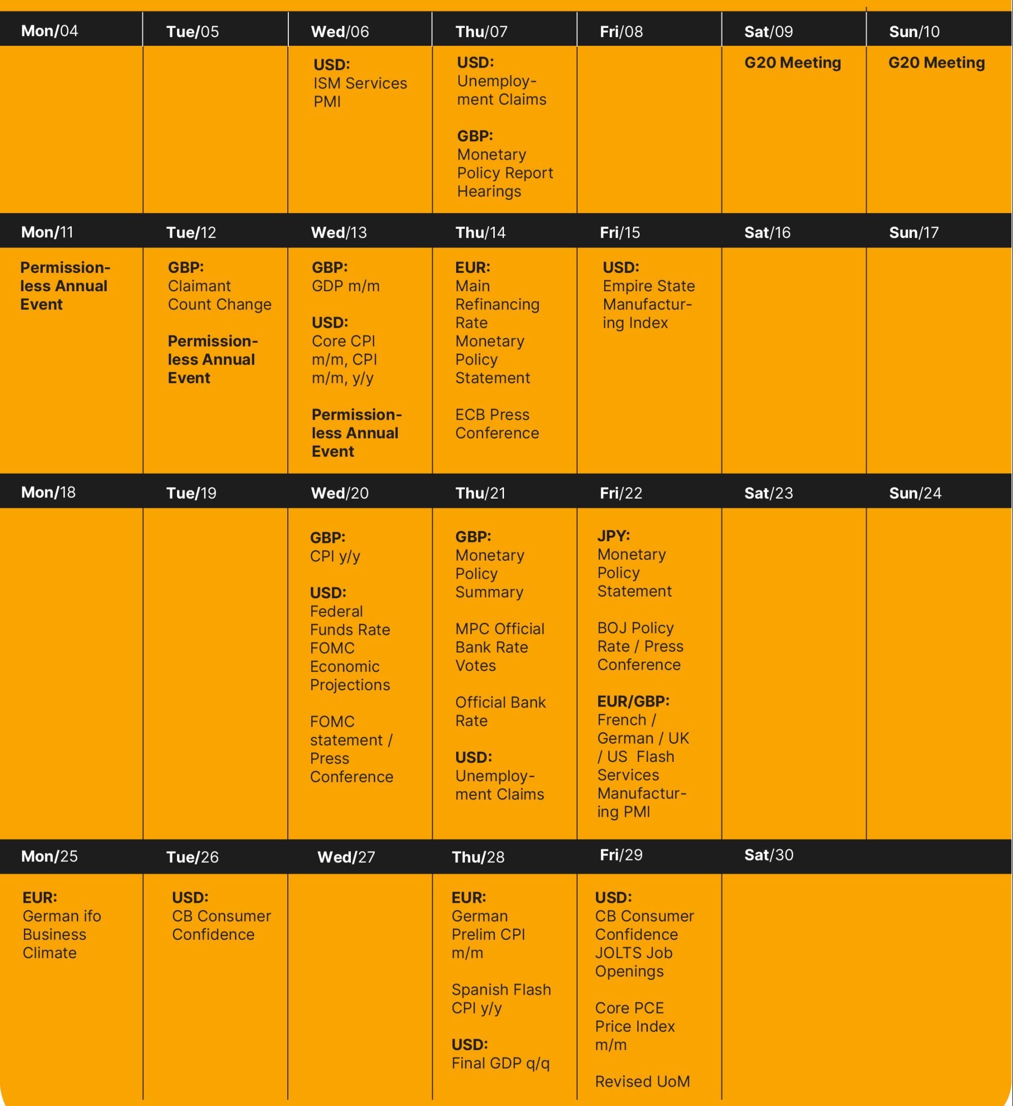 Calendar overview September